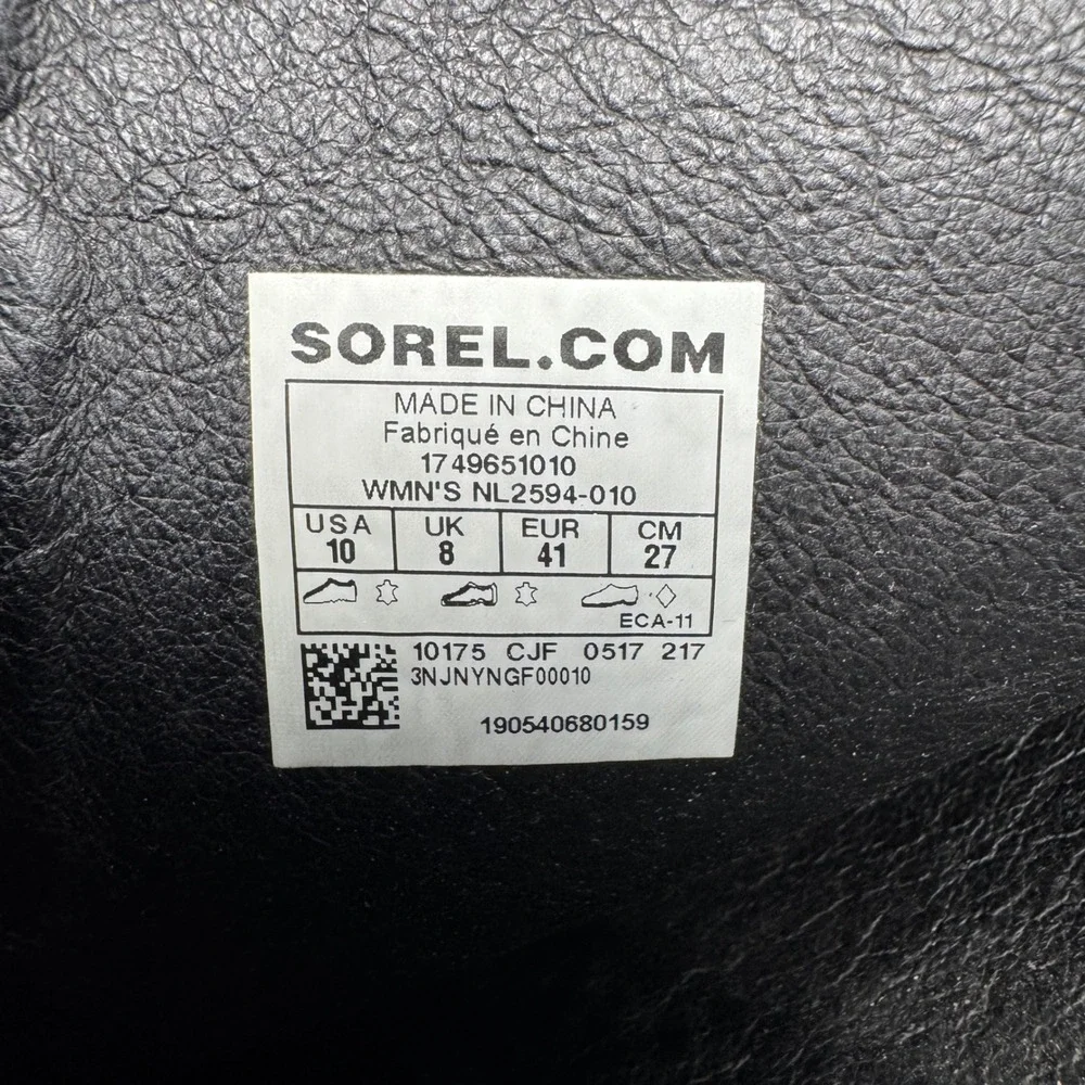 Sorel Fiona Black Leather Over The Knee Boots NL2594-010 Womens 10